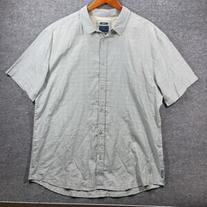 prAna Slim Fit Button Up Shirt Men's XXL Blue Short Sleeve Casual Cut Mat Tags